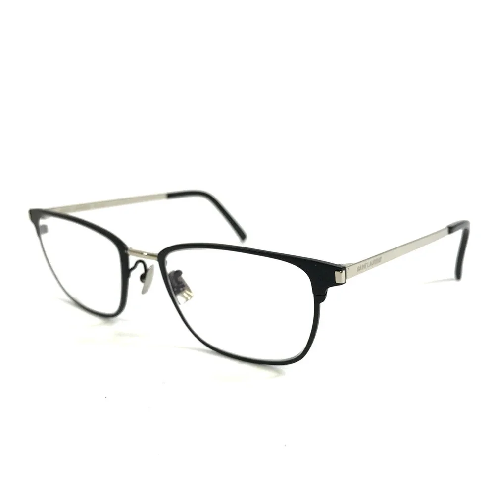 Saint Laurent Eyeglasses Frames SL585 002 Black Silver Rectangle 54-20-145